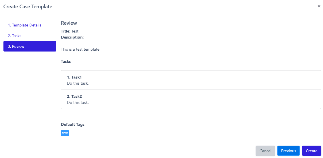 Review case template screenshot
