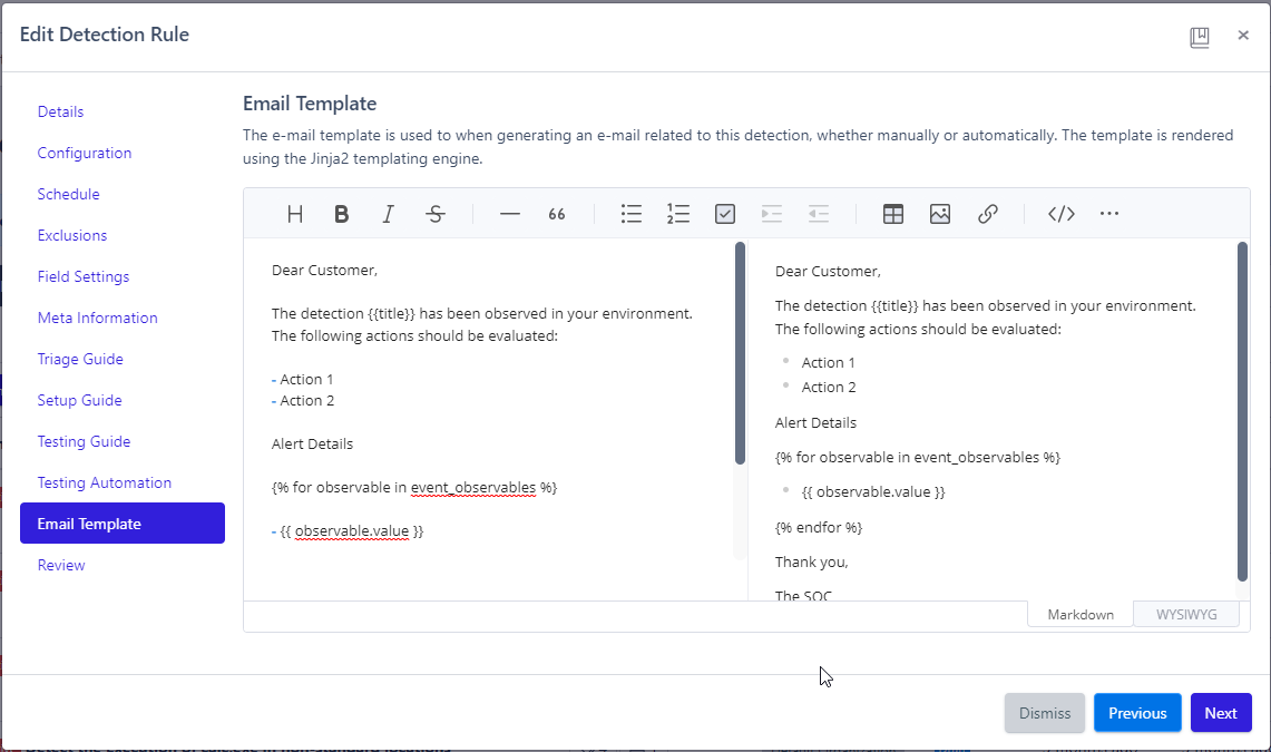 Email template